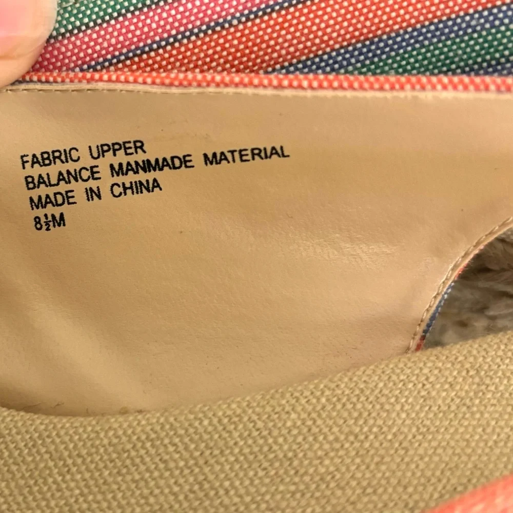 Coldwater‎ Creek Espadrille Wedge Heels Sandals Multi Colored Stripes size 8.5